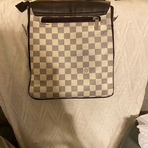 Louis Vuitton Brown and Cream Checkered Messenger Bag